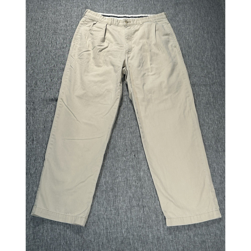 Polo Ralph Lauren Andrew Pants Mens 35x30 Pleated Cotton Chino Trousers